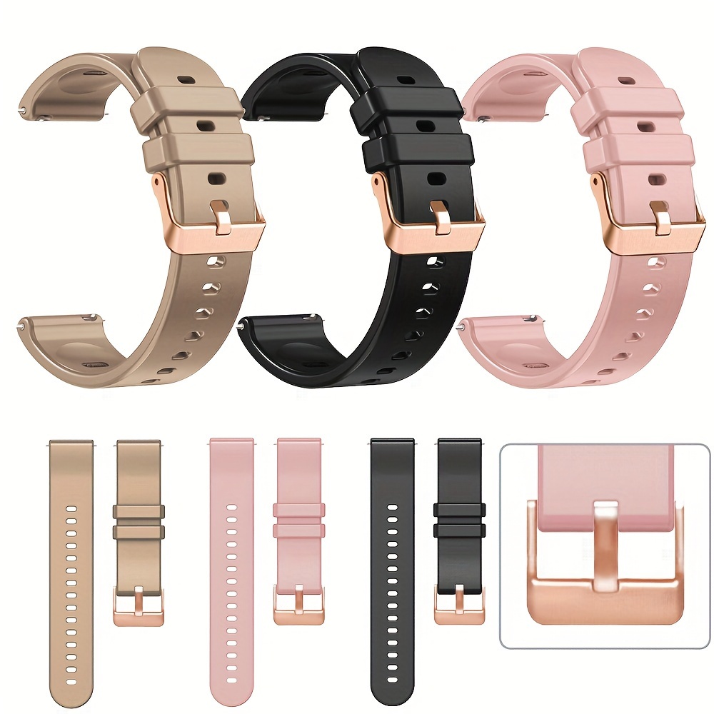 

20mm Rose Golden Buckle Silicone Smart Watch Strap For Samsung Strap Watch 4 5 Pro 40 44mm Watch6 Classic 47 43 45mm Wrist Band Bracelet For Amazfit Gtr Mini/42mm/gts 4 2 Mini 3 2e Wristb