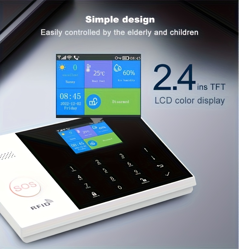 PGST 105 Sistema de Alarma WiFi 4G + Cámara 1080P para Seguridad del Hogar, Sistema Inteligente sin varillas Antirrobo con Notificaciones por SMS, Compatible con Alexa y Google, Control APP para Casa, Apartamento o Fábrica