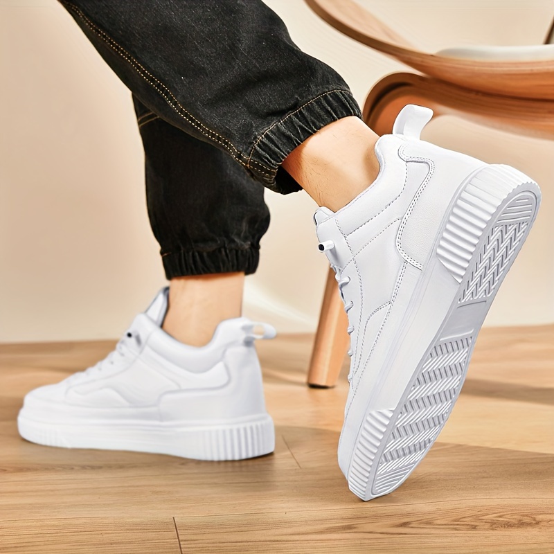 Men's Trendy Solid Skate Shoes, Comfy Non Slip Casual Street Style Sneakers For Men's Outdoor Activities