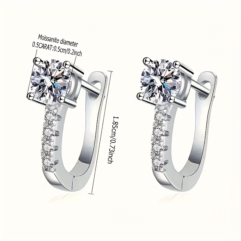 1 pairs of fashionable 925 silver earrings moissanite elegant   womens fine jewelry daily wear   souvenir gift for lady teenage girl with a   box Product details 0
