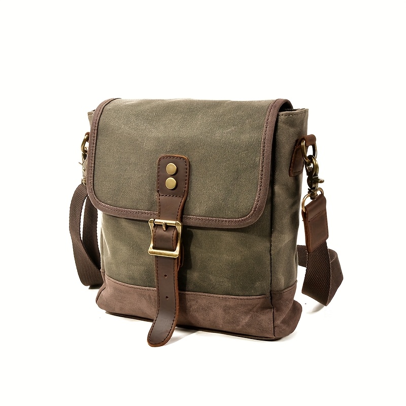 vintage   waxed canvas bag for men casual outdoor   crossbody shoulder small bag with large capacity