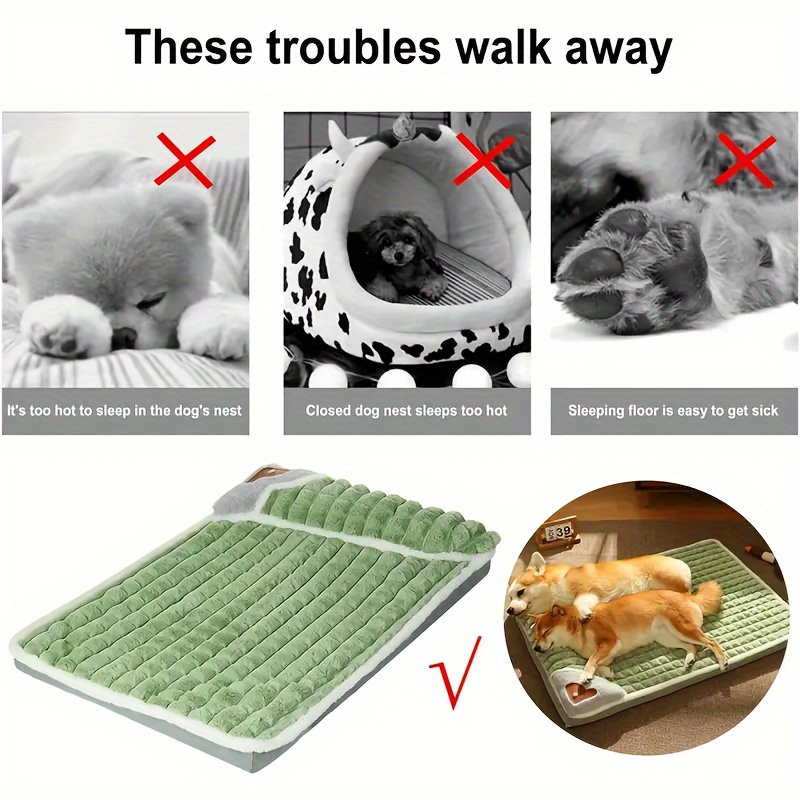 1  mat   universal kennel sleeping nest with winter removable and washable floor mat dog sleeping mat pet soft spine protection dog bed 5