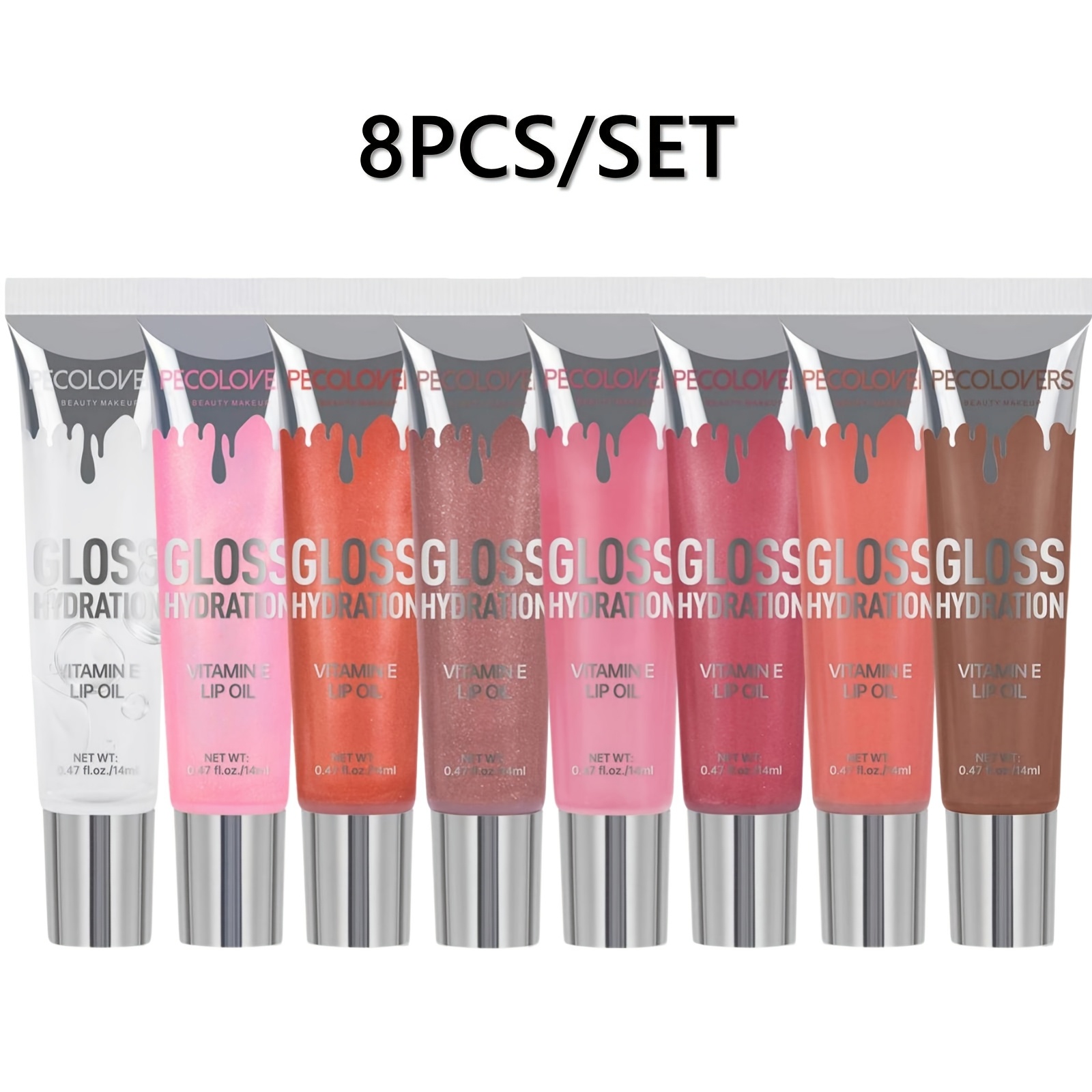 TEMU 8 Colors Moisturizing Mirror Fruit Lip Oil, Non-sticky Glossy Lip Balm Lip Balm, Plump & Shine Lip Oil, Natural Lip Gloss