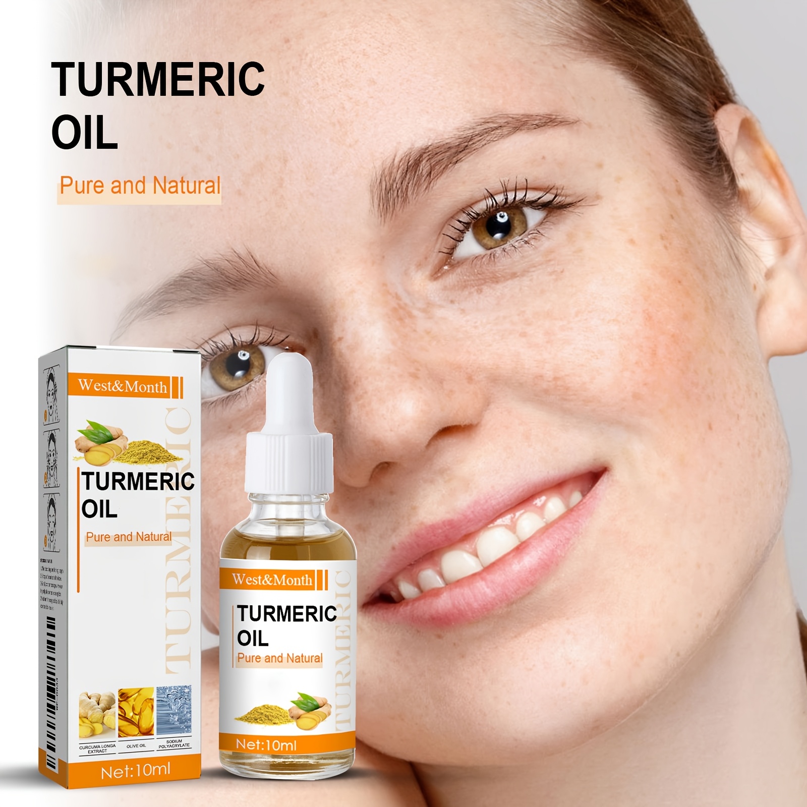 2pcs Turmeric Essential Oil, Light Beige Firming, Gentle Care, Moisturizing Face, Make Wrinkles Look Less, Local Warehouse, 10ml