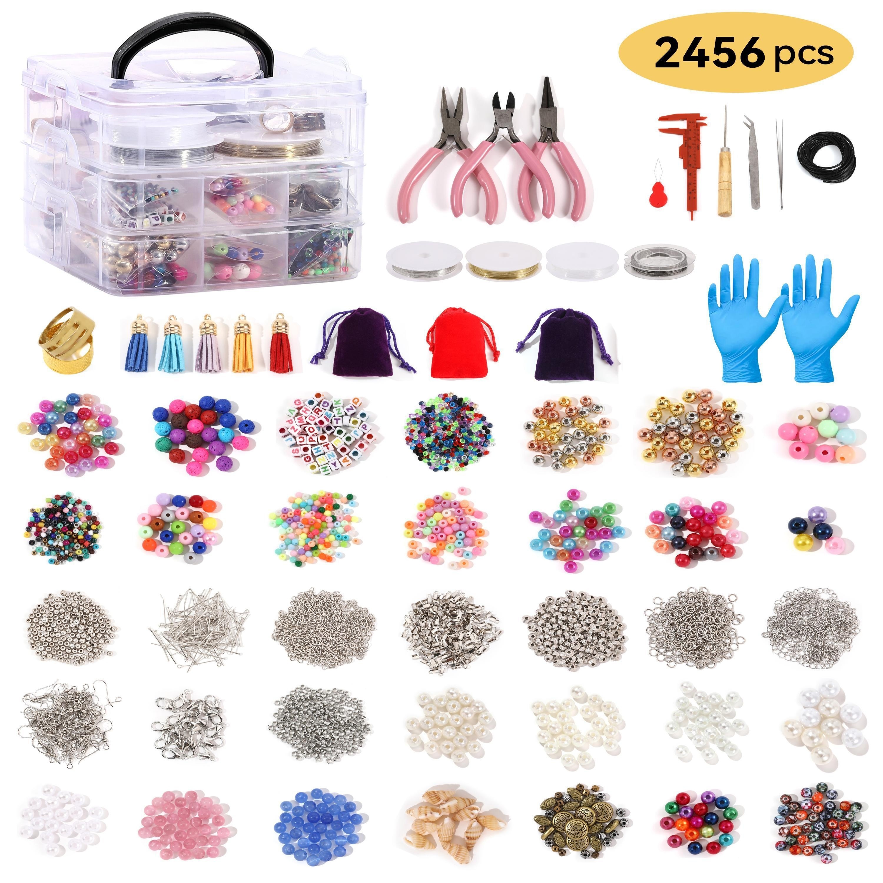 

2456 Pcs Of Handmade Diy Jewelry Making Kit, Natural Stone Beaded Metal Ring Tassel Fu Bag With , Ladies And Girls Family Warm Handmade Gift Box Gift