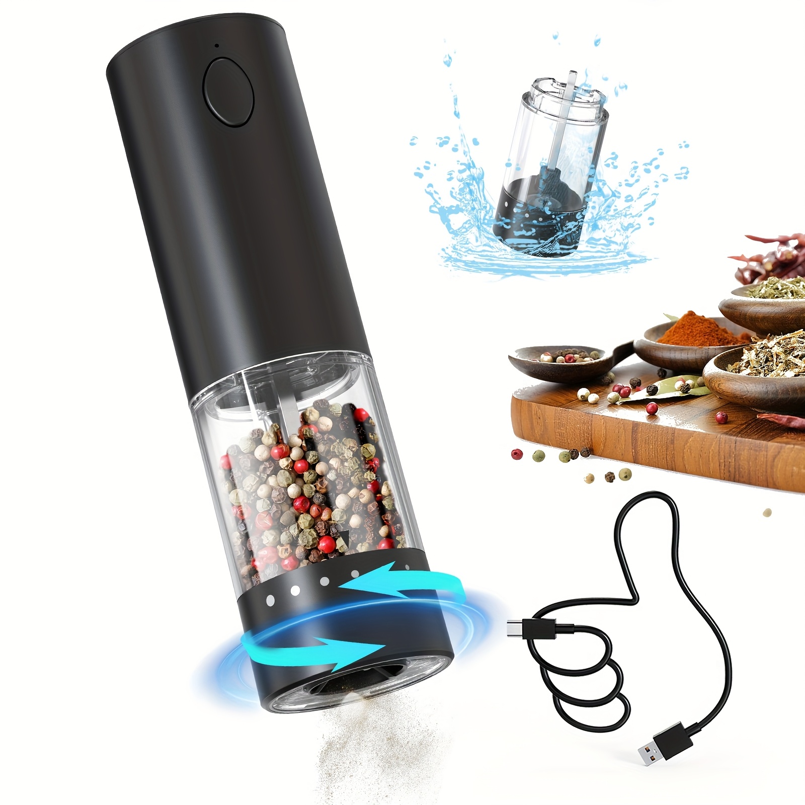 1pc 2pcs rechargeable electric salt pepper grinder