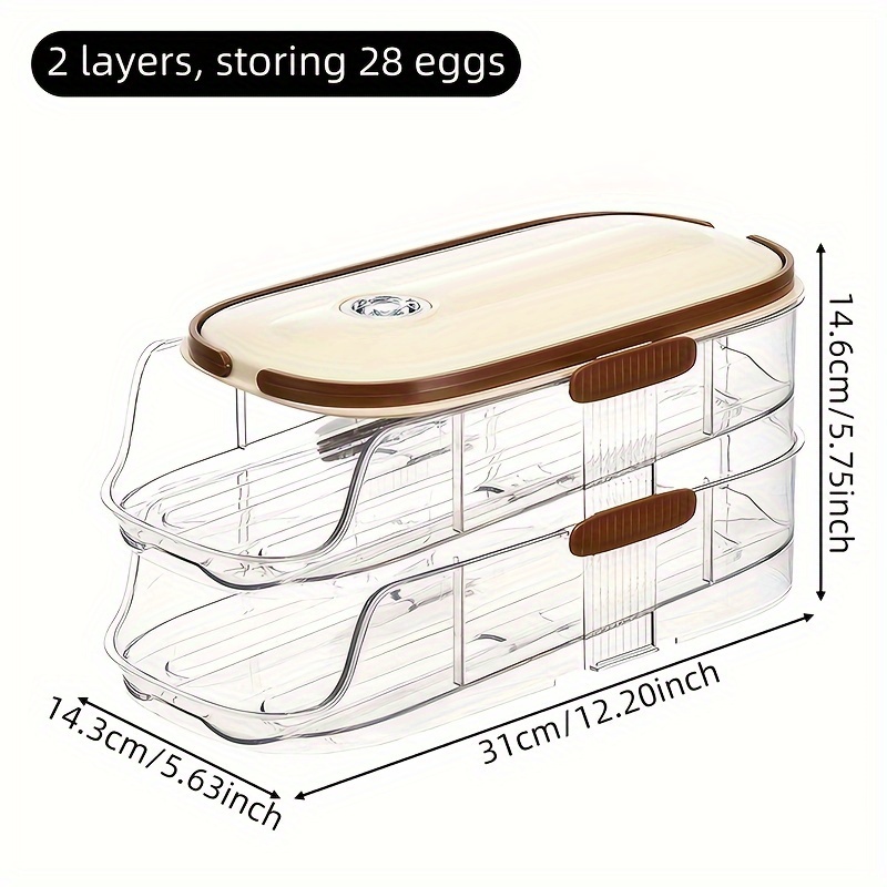 Space- Egg Storage Rack For Refrigerator - Automatic Rolling, Large Capacity, 1/2/3 Layers, Durable Pp+pet Material, Egg Storage Box