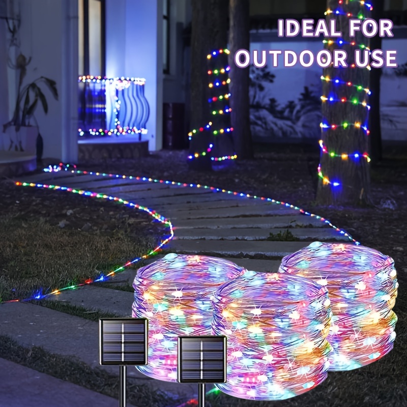 

3pcs Solar-powered Colorful Fairy Lights - , Energy-efficient Copper Wire String Lights For Christmas, , Weddings & Parties - Outdoor Ambiance