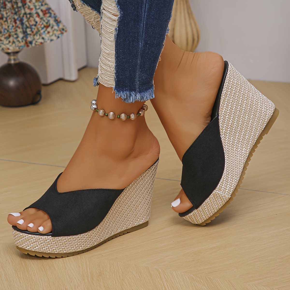 Women's Platform Slip On Sandals, Casual Summer Walking Wedge Sandals, Non-slip Holiday Beach Sandals