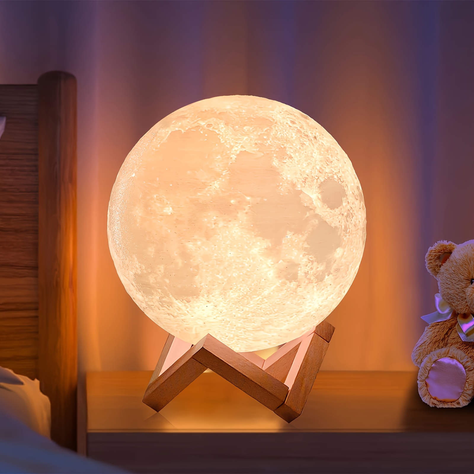 

Moon Lamp 128 Colors Light Led 3d Printed Moon Lamp 5.9 Inch Table Lamp With Stand And Remote Control Usb Plug