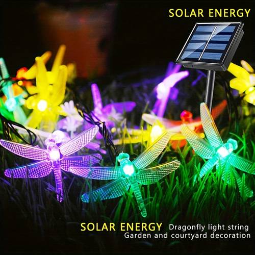 cadena de luces de solar de 10 led con 8 , 1 pieza, para jardín, , patio, de árboles, césped, pasillo, decoración de valla, luz para parque de atracciones, 1 cadena, 3.5 metros, 10 luces