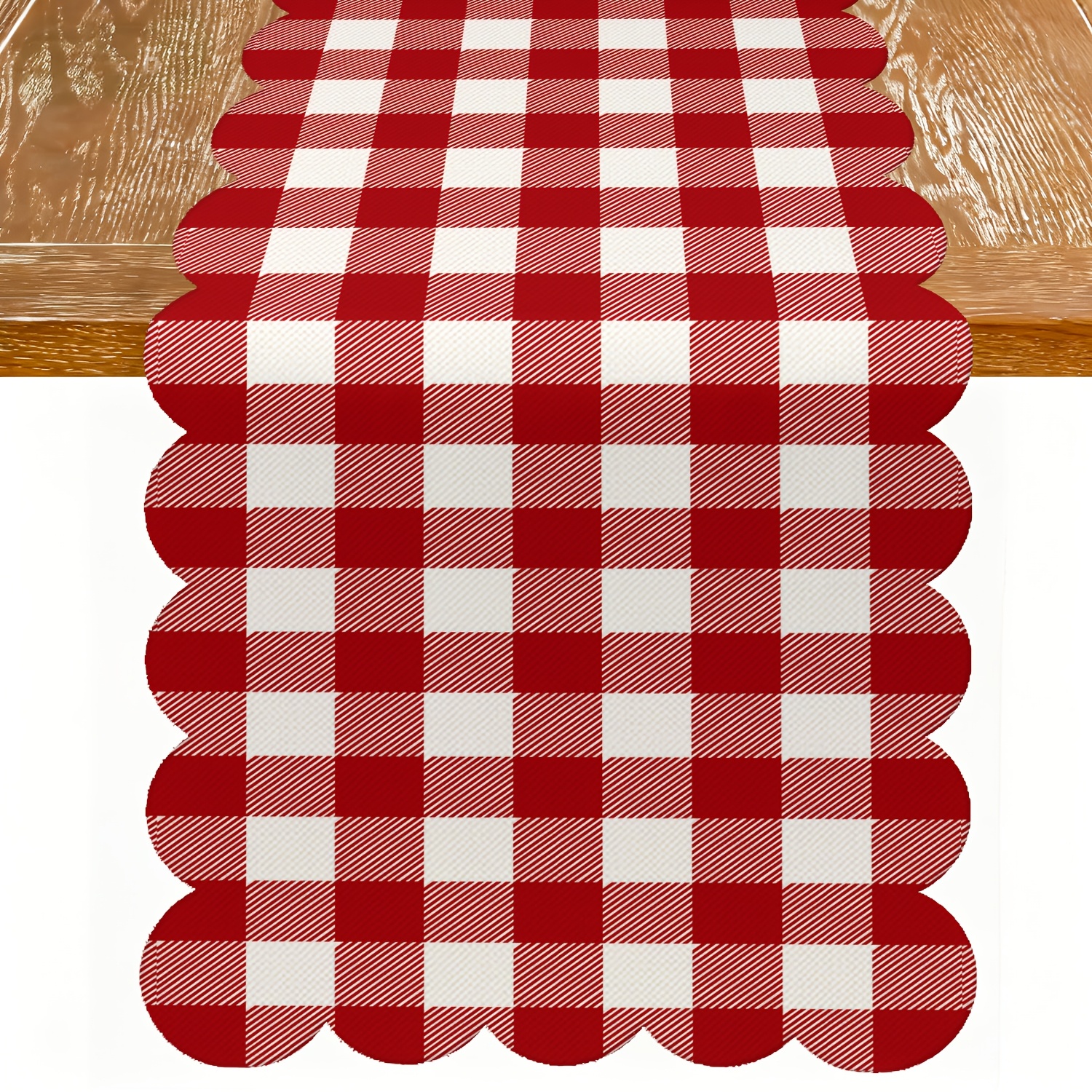 TEMU Runner da 1 pz a baffo d' e , scialle da con bordo smerlato lino, decorazione da a quadri stile vintage, per sala da , cucina, decorazioni le