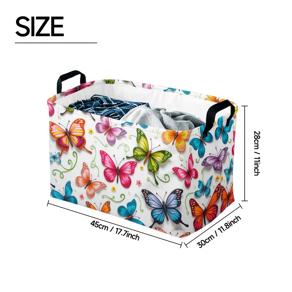TEMU 1pc Colorful Storage Basket With Sturdy Handles - Collapsible Foldable Polyester Bin For Playroom, Bedroom, Gift Basket - Space-saving