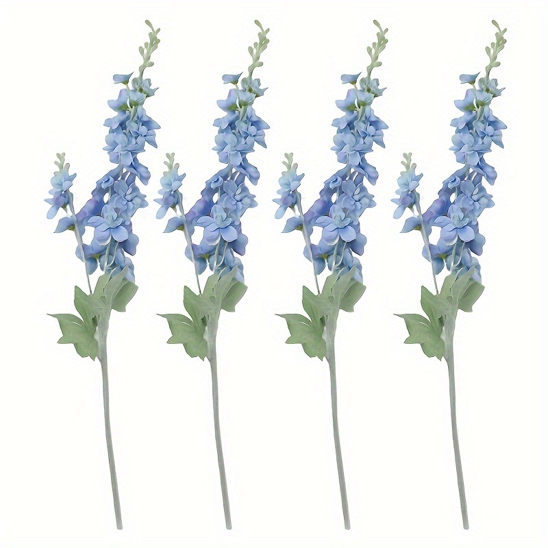 

seasonal" 4-piece Lifelike Artificial Delphinium Flowers With Long Stems - Perfect For Tall Vases, Versatile Home Decor For All Seasons