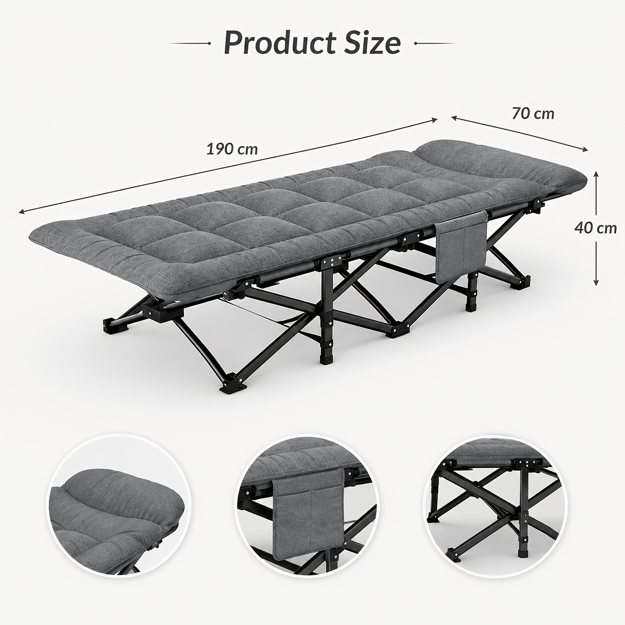 TEMU Cama plegable portátil/Cama para , con colchón , almohada incorporada, bolsa de almacenamiento lateral y bolsa de almacenamiento, adecuada para