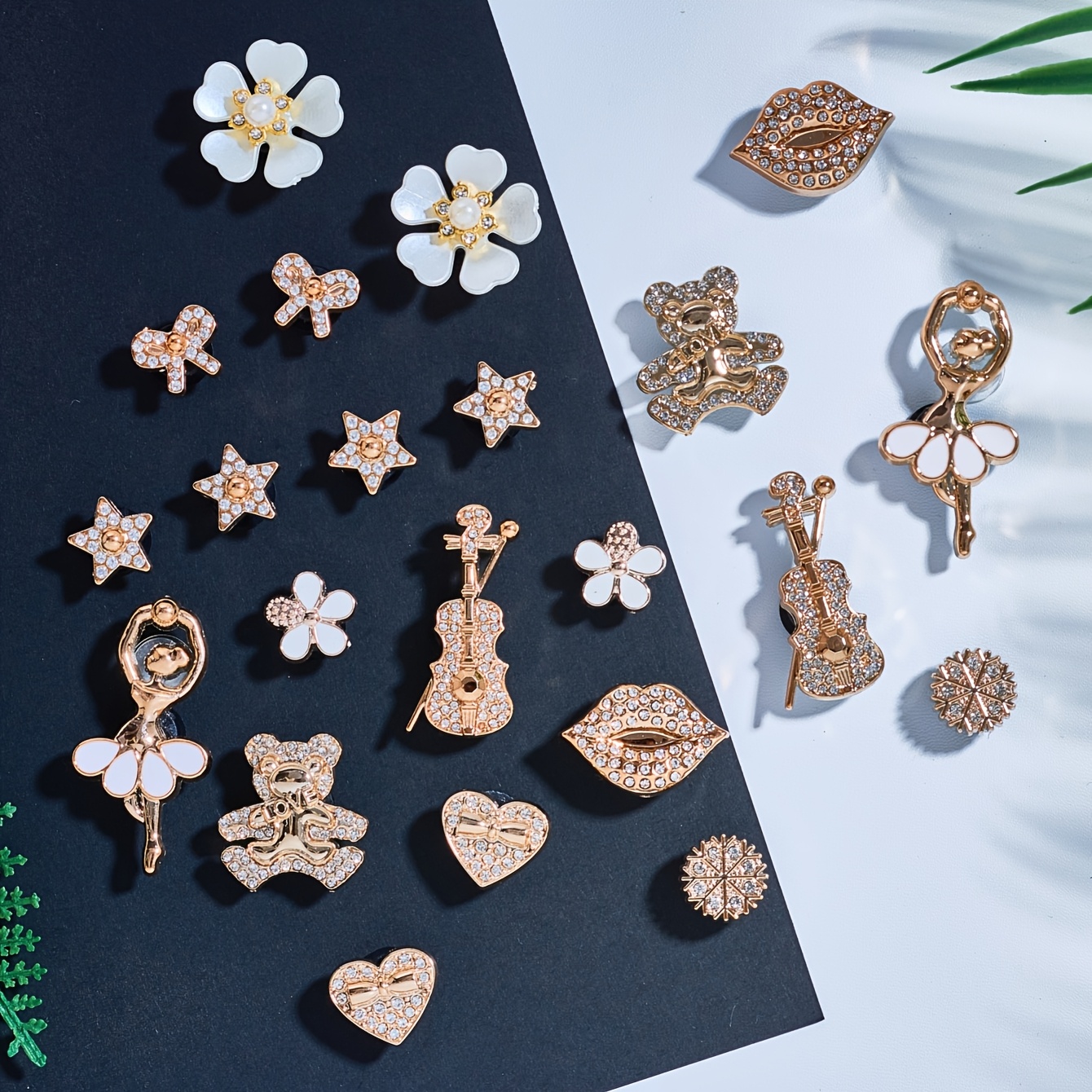 

22/24pcs Ballet Girl Chain Charms Set, Abs Material, Bear Garden Shoes Sandals Accessories, Holiday Gifts