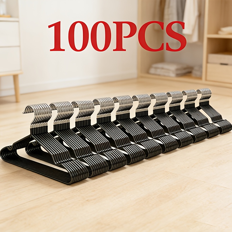 TEMU 100/50/30pcs, Metal Dip Hanger, Heavy Duty Thickened, Space Saving, Wet And Dry, Load-bearing Reinforcement, Home Storage, Wardrobe Organization