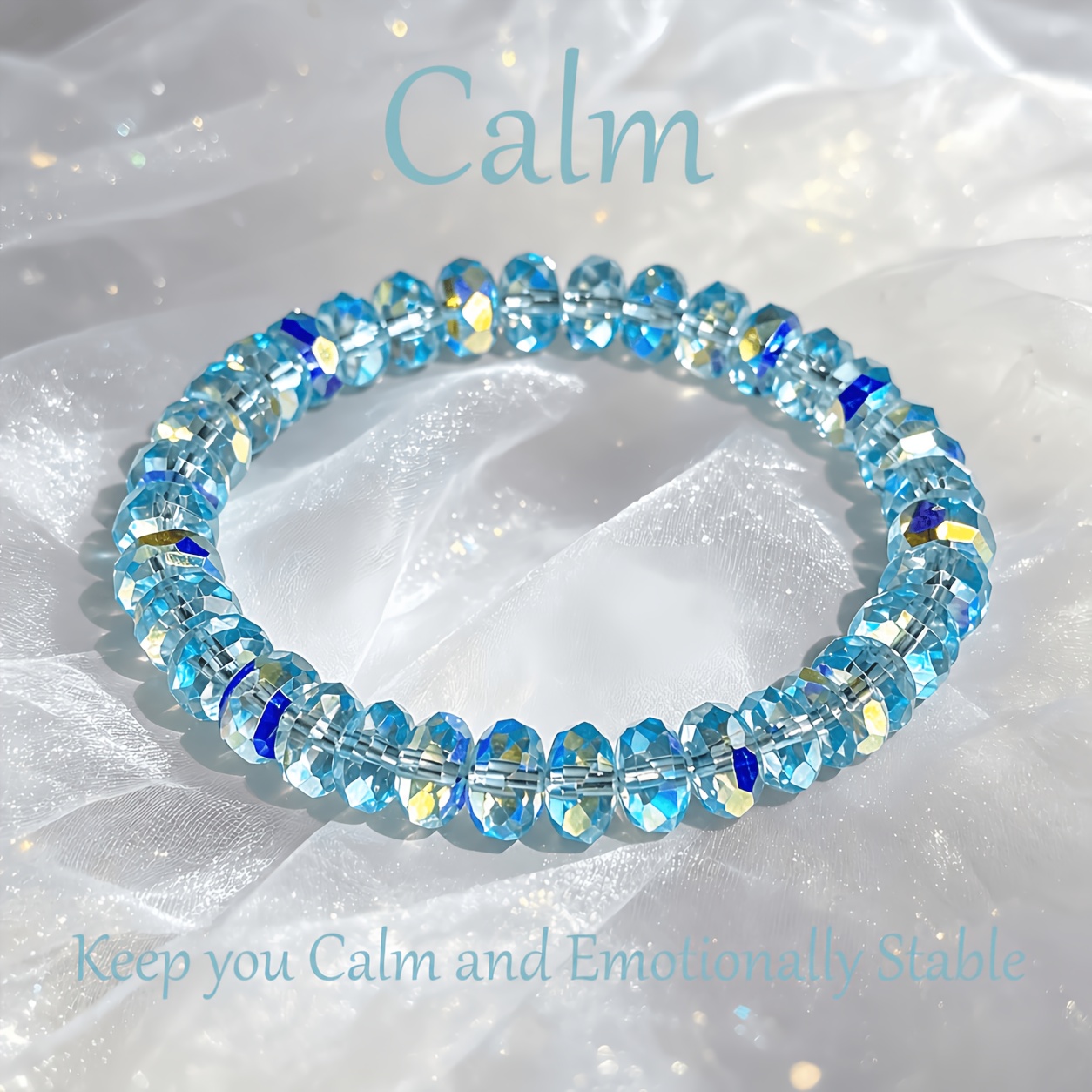 TEMU . schillerndes facettiertes Armband aus Aquamarin – Minimalistischer leichter Luxusschmuck, geeignet für den , Pendeln, Partys – Ein elegantes
