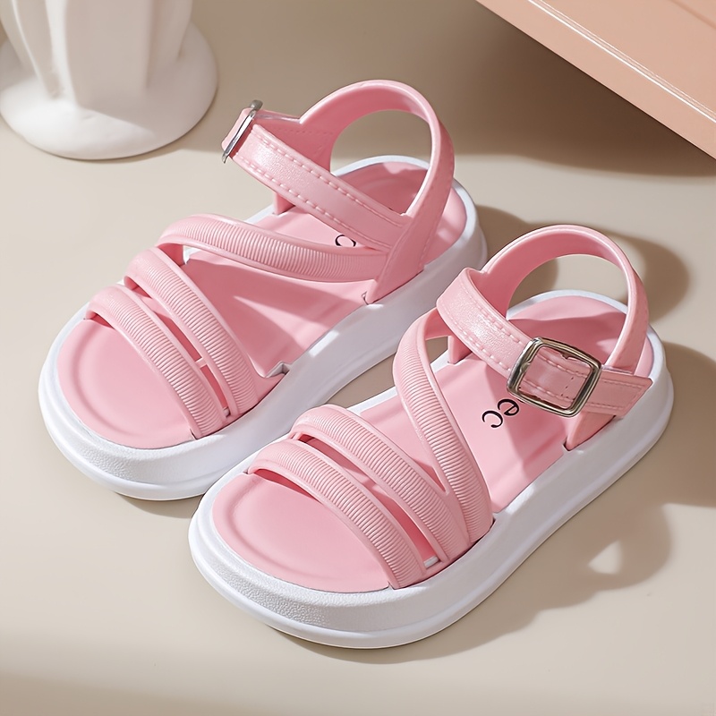 TEEOEC Girls' Sandals - Lightweight Breathable PVC with Adjustable Straps, Thick Cushioned Sole & Tassel Details - Durable Summer Beach Shoes for Youngsters & Youngsters (Black & Pink), Cute Sandals, Everyday Youngsters Wear, Casual Youngsters Footwear, Sweet Style Footwear, Insole, Minimalist Design, Soft Material, Youngsters Footwear