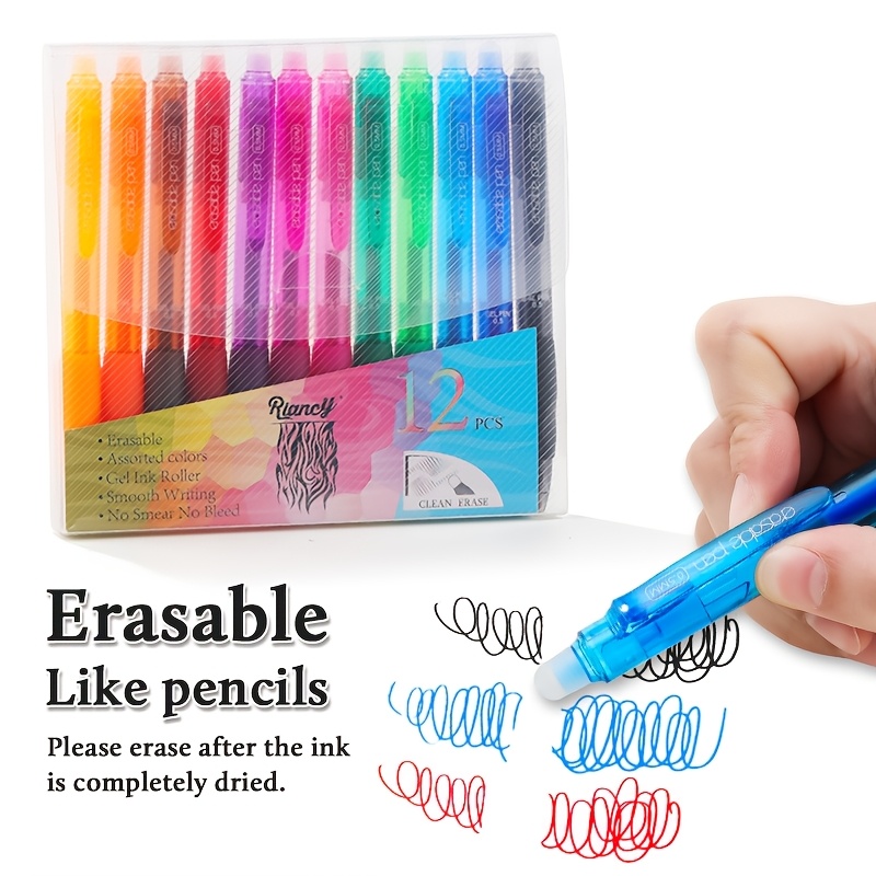 

12 Colors Retractable Erasable Gel Pens Clicker, Fine Point 0.5mm, , , For Drawing Writing Planner And Office School Supplies, New Year Gift, Christmas Gift