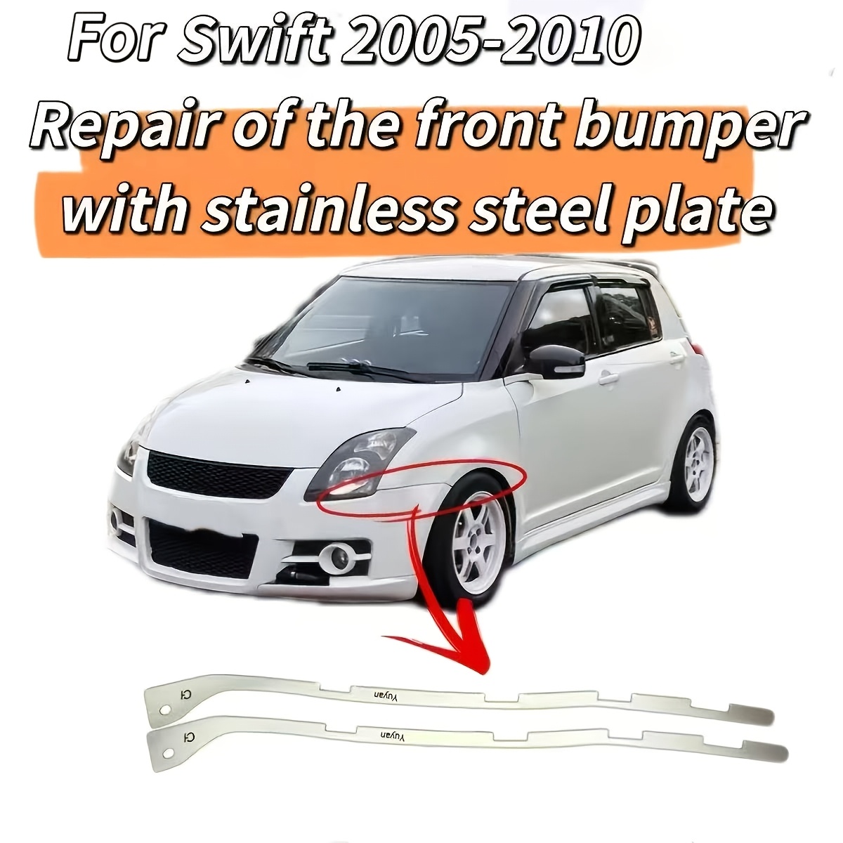 TEMU Set van 2 stuks voor 2005-2013 voor Swift , spuitgegoten reparatieclips voor voorbumper, beschadigde versteviging, roestvrijstalen metalen