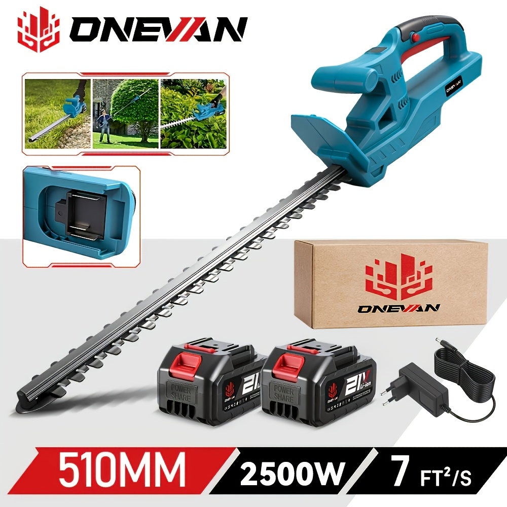 Image of Electric Hedge Trimmer Set, Cordless Hedge Trimmer, 510mm Double- Electric Branch Trimmer, Suitable For Garden And Shrub Hedge Trimming, Compatible With Onevan Batteries