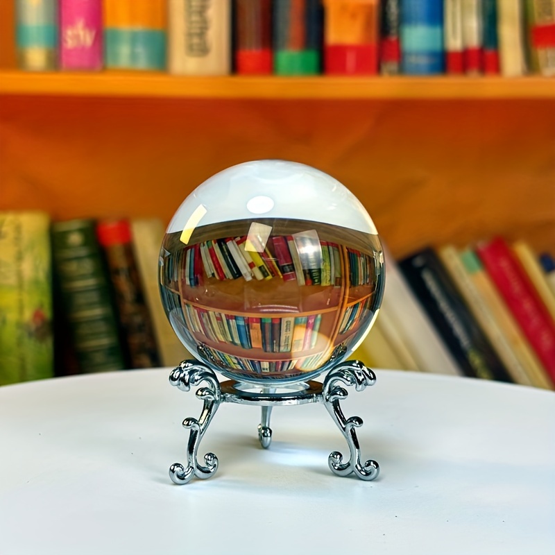 

Contemporary Glass Crystal Ball Decor With Stand, Tabletop Display Decorative Sphere, Halloween Occasion, Unique Rainbow Transparent Crystal Orb, Ideal Gift For Friends And Home Office Decoration