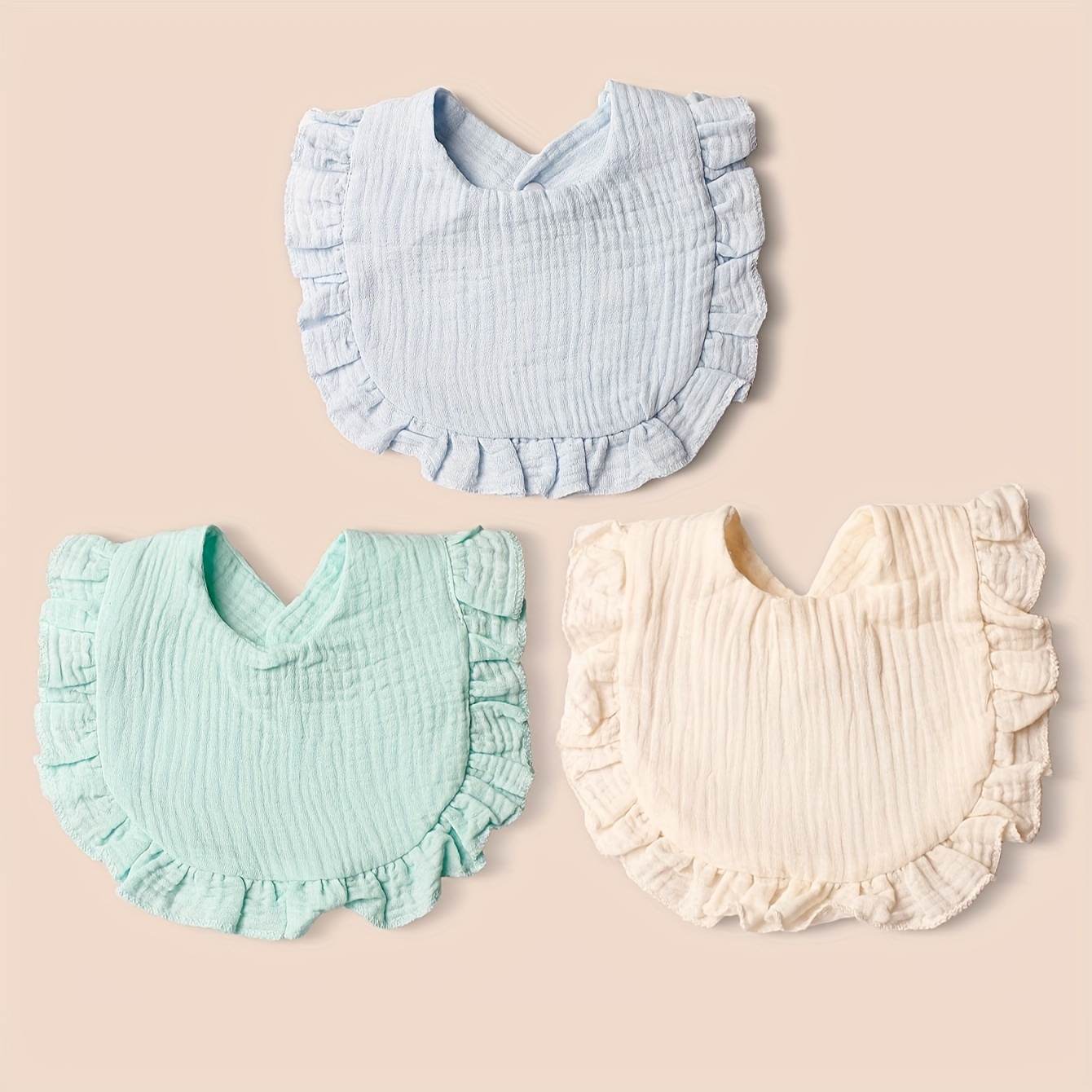 10pcs Baby Solid Color Bibs with Lace, Cute Infant Bibs