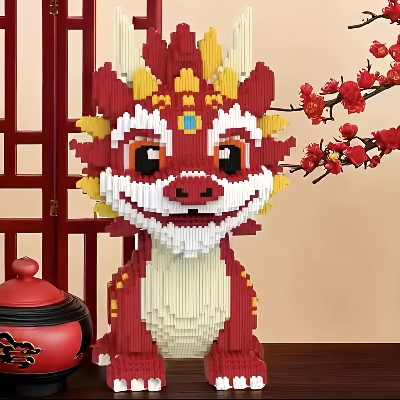 4911pcs Red Dragon Model Building Blocks, Creative Educational Toy Designed for Teens and Adults, Home Decor, Birthday Gift, Christmas Present