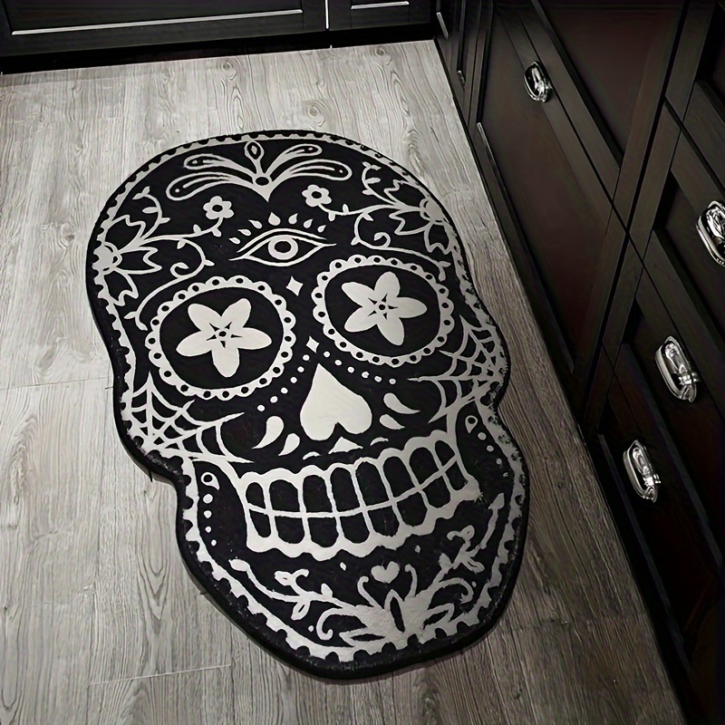 

Tapis de bain avec motif de calavera, antidérapant, non textile, , en poil de , avec support Su, 1000gsm, épaisseur de 0.8cm, pour tapis de bain décoratif