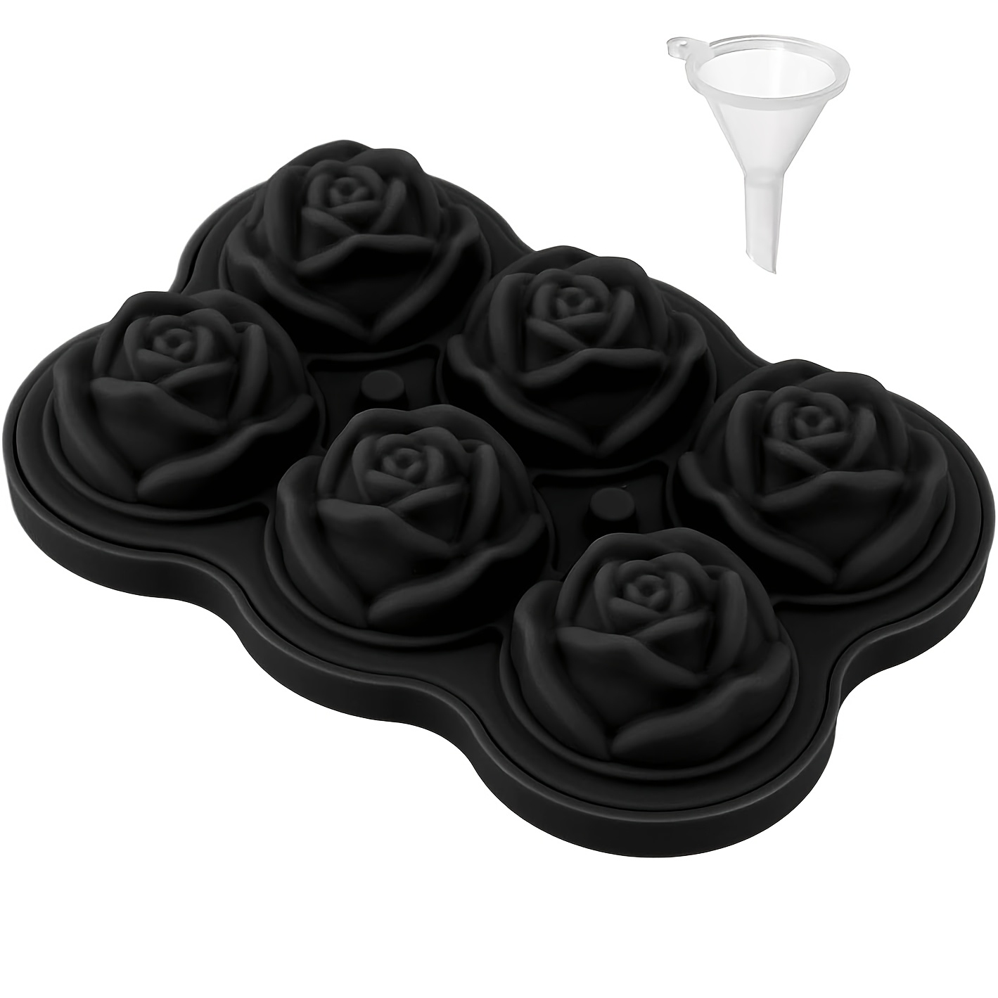 TEMU 4-cube/6-cube Ice Tray With Lid, 2-inch Rose Silicone Mold, Large Shaped Trays For Juice, Beverage Chilling, Party Ice Molds, Elegant Ice Trays,