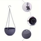4 pack bohemian striped plastic hanging flower pots with double chamber design drainage holes chain hooks weather resistant indoor outdoor planters for patio balcony garden decor outdoor flower pots