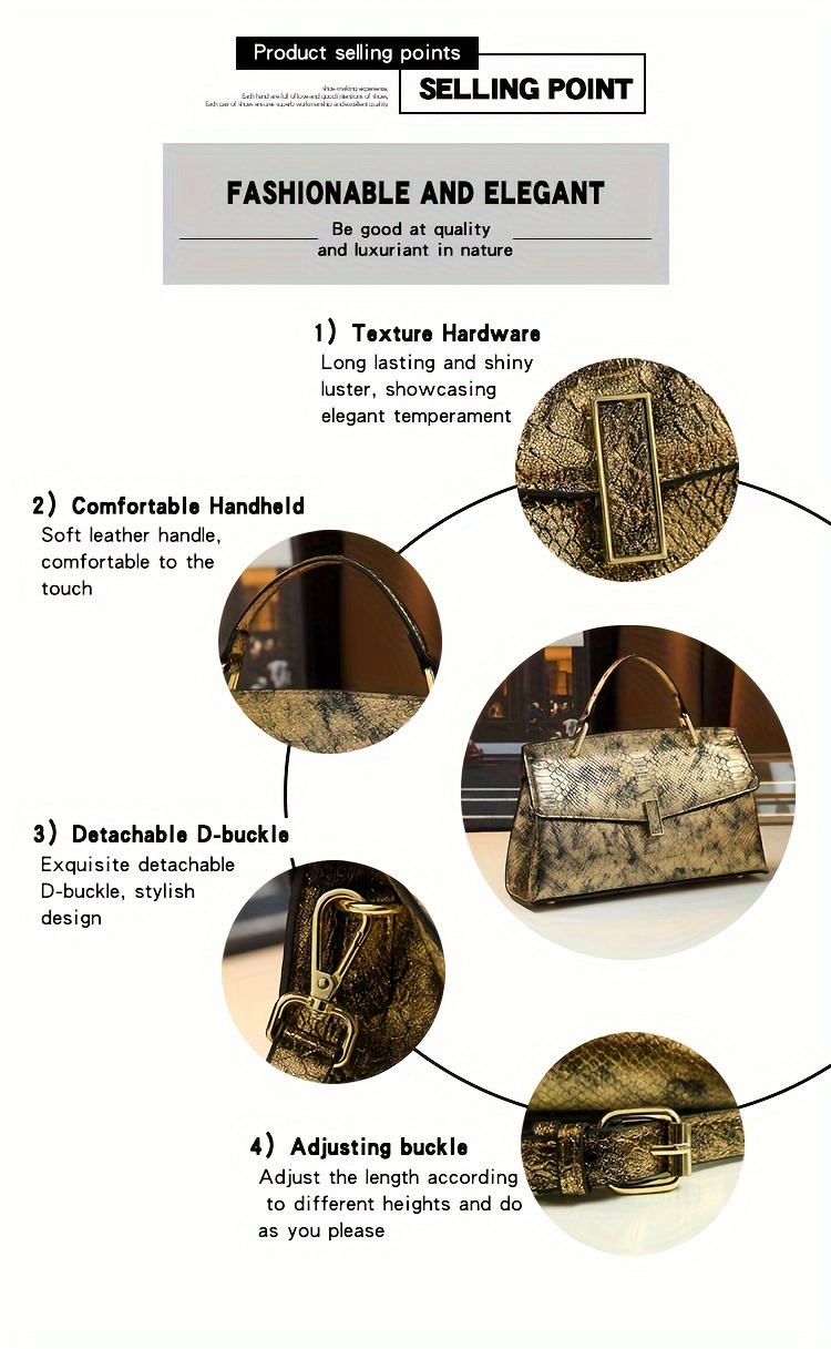 Handbag worn over shoulder with adjustable strap