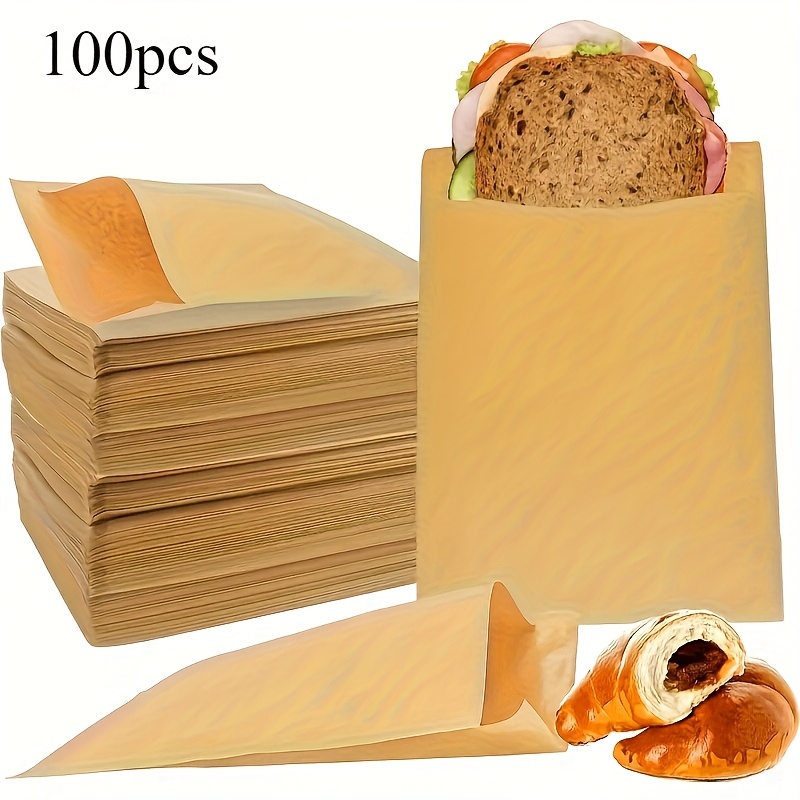 Image of 100 Count Parchment Sandwich Bags, Used In And Bakeries, Great For Picnics And Barbecues