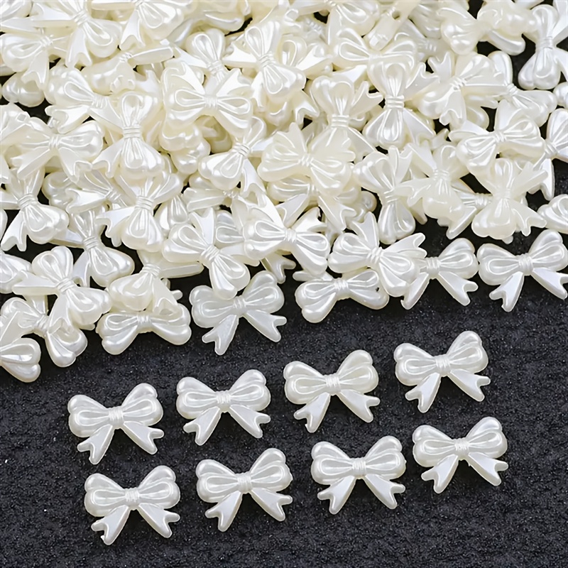 

50pcs White Acrylic Bow-shaped Decorative Beads, 14x18mm, Punch Hole For , Crafts, Bracelets, Necklaces, Earrings, Apparel Accessories