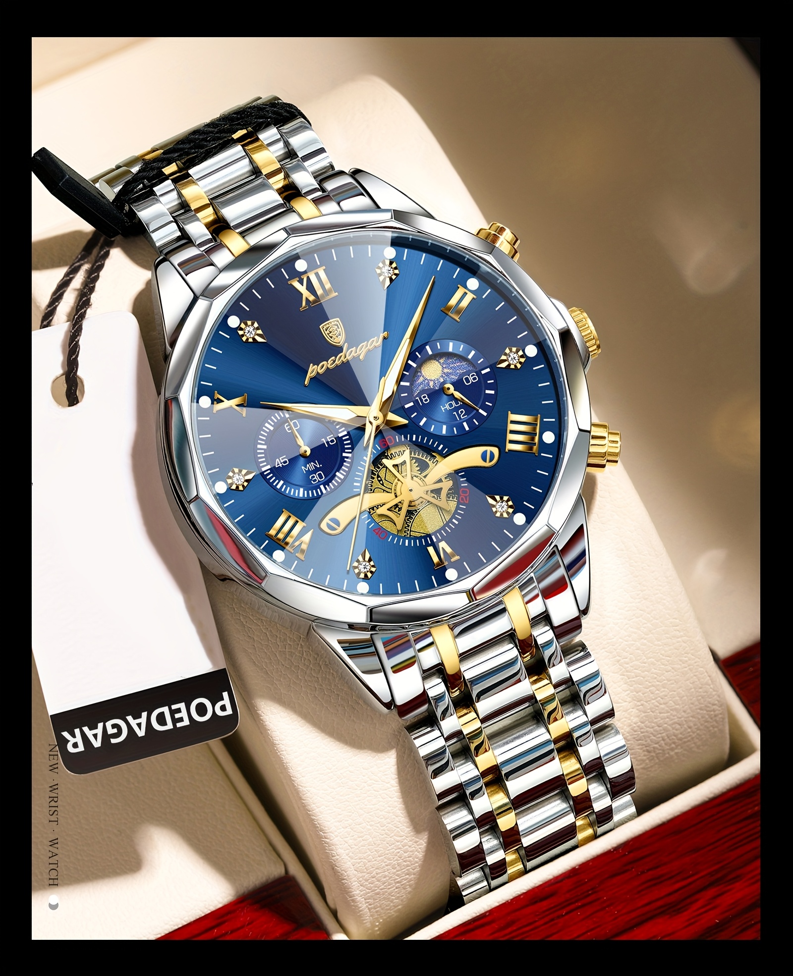   mens luxury watch waterproof luminous chronograph wristwatch with calendar stainless steel korean style quartz watch suitable for swimming daily wear ideal gift for christmas fathers day 3atm Product details 17