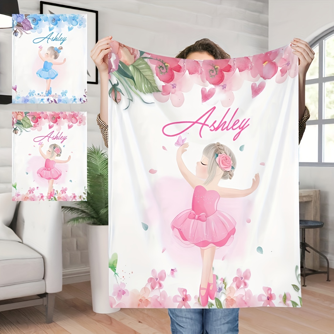 

Custom Blanket Name Customized Blanket Ballet Girl Blanket Personalized Custom Gift Blanket Name Blanket Soft Flannel Sofa Blanket 1pc