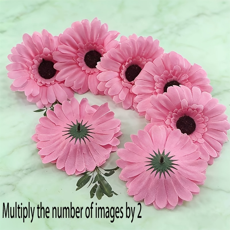 TEMU 14pcs Pink Large Sunflower Daisy Artificial Flower Handmade Hair Clip Hair Accessory Decoration Diy Flower Arrangement Craft Material Flower