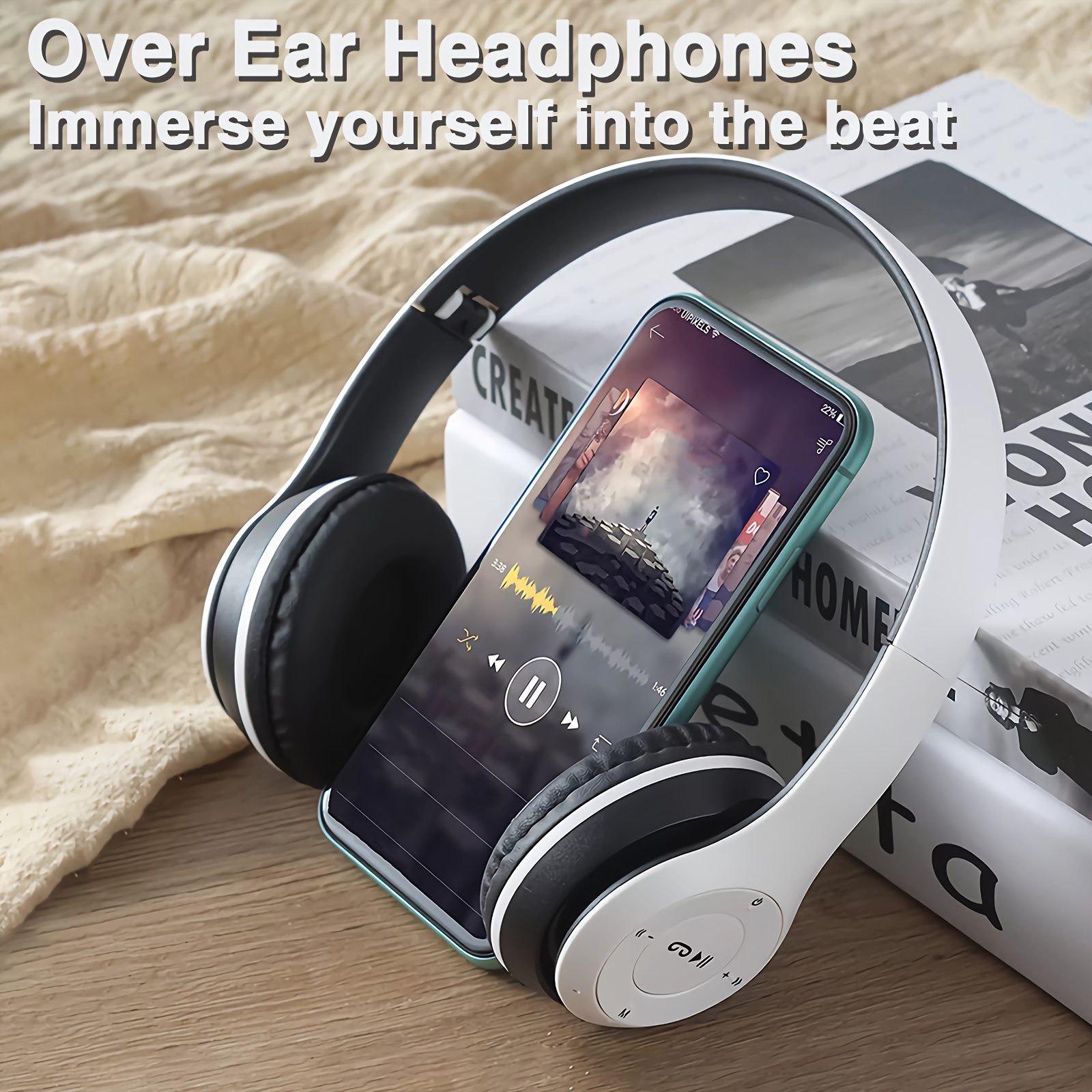 

Over-ear Wireless Headphones, Wireless 5.0 Headphones, 20h Playtime Wireless Headset, Comfortable And Foldable Headset