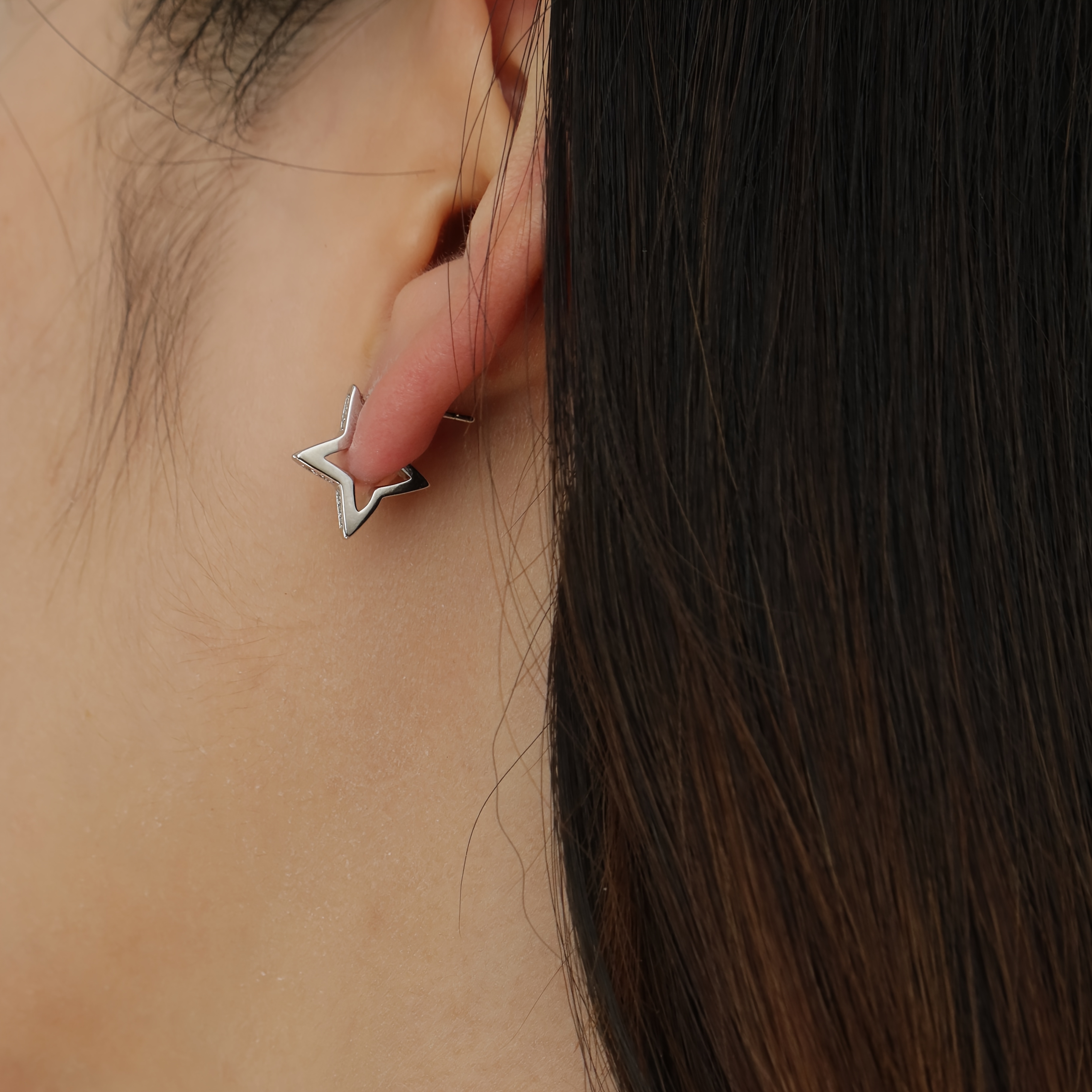 Women's 925 Sterling Silver Star Earrings with Sparkling Zirconia Accents