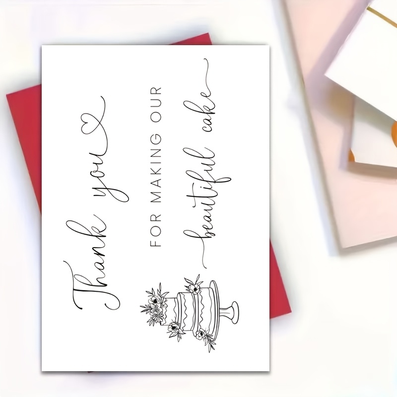 TEMU 1 Elegant Wedding Thank You Card For That Says, 'we Appreciate You Our Stunning Cake, Featuring Sophisticated Handwritten Fonts And Intricate