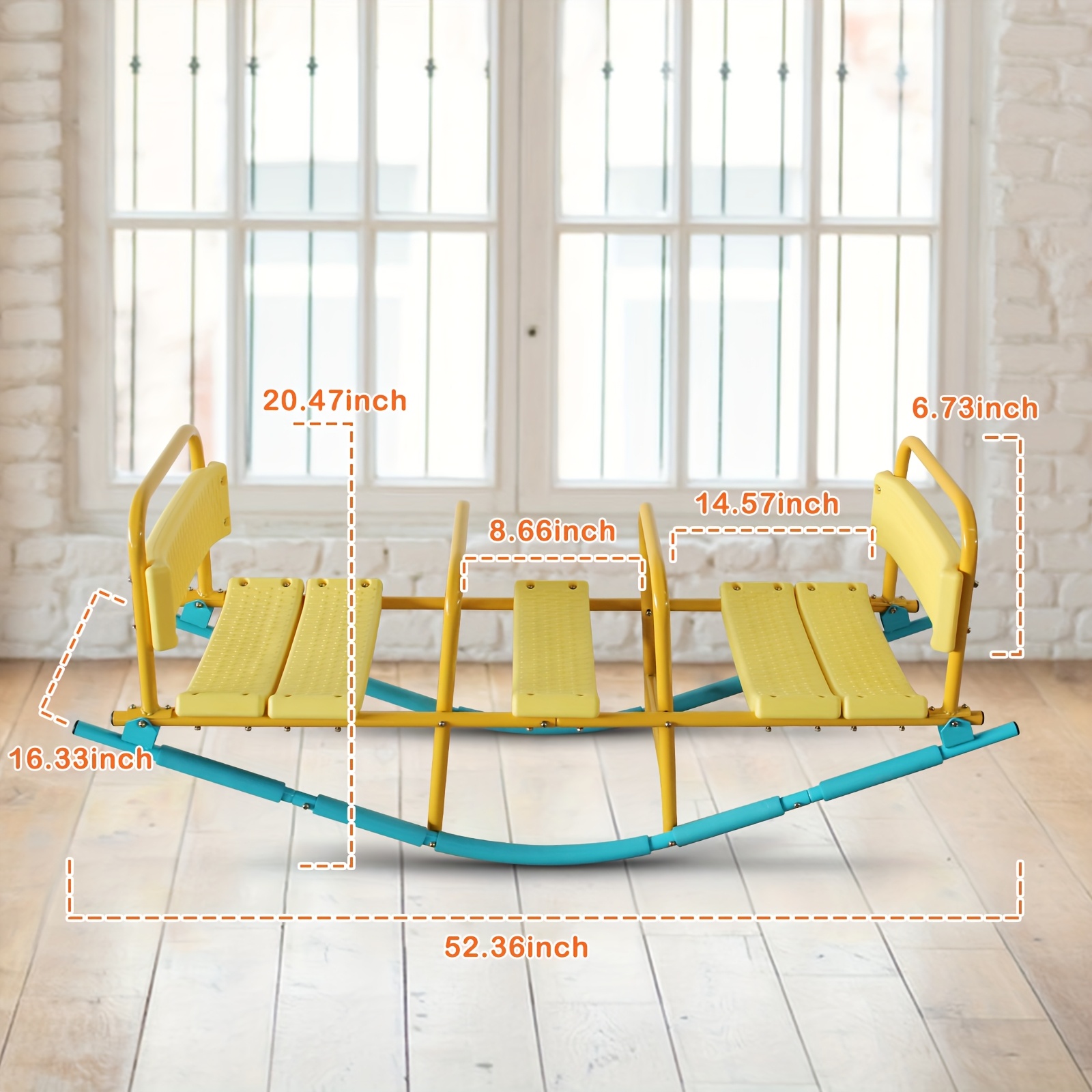 2-in-1 Metal Seesaw Toy with Easy-to-Hold Handles - Vibrant Yellow & Blue Indoor/Outdoor Play Equipment for Family Backyard, Kindergarten, Holiday Gifts (Stainless Steel), Seesaw Toy, Playful Design, Durable Construction