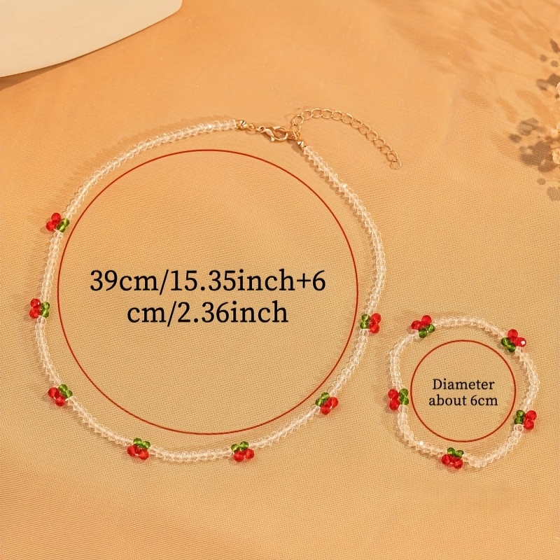 Artificial Crystal Cherry Necklace and Bracelet Set