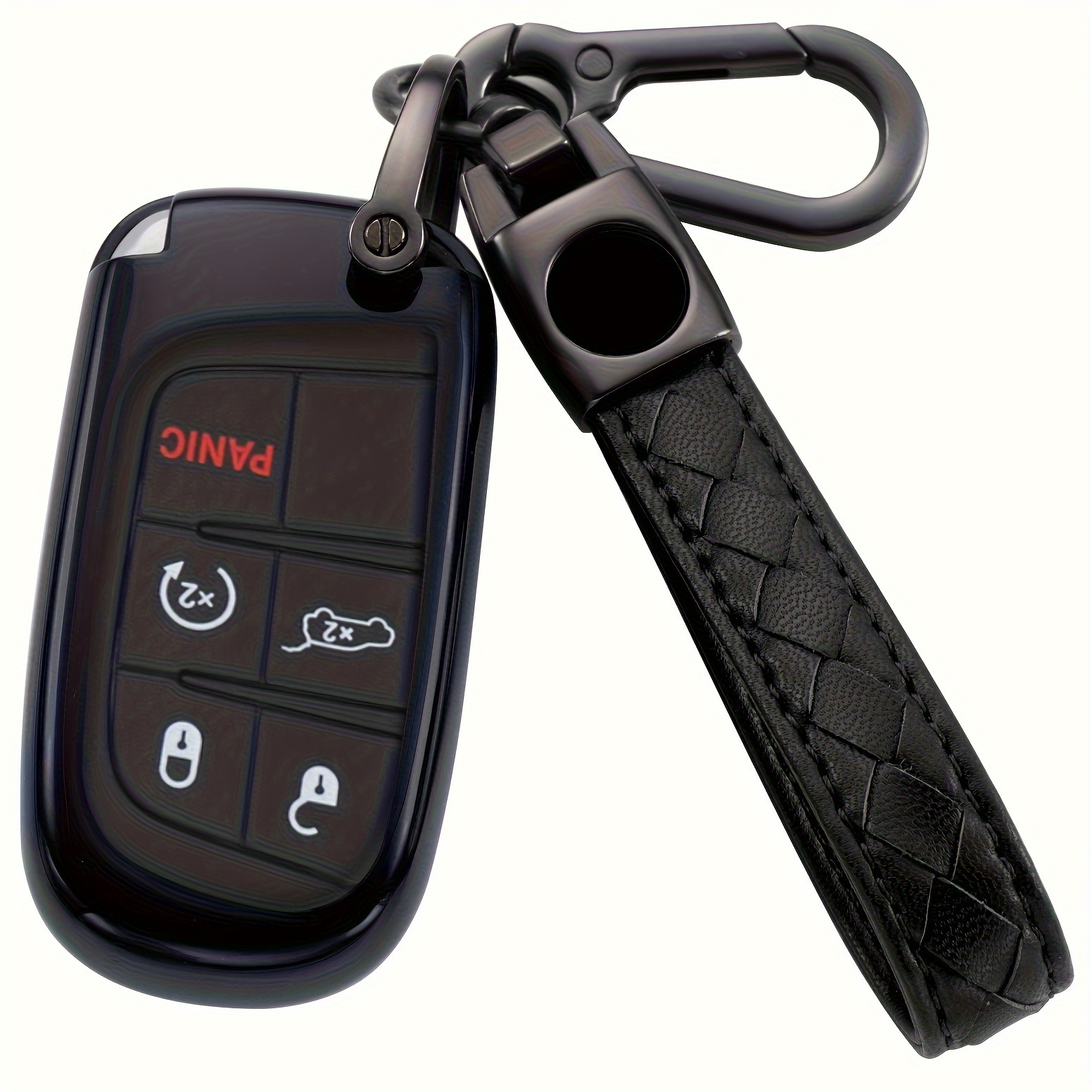 Jeep Key Fob Cover Case Pu Leather Protection Grand Chrysler - Temu