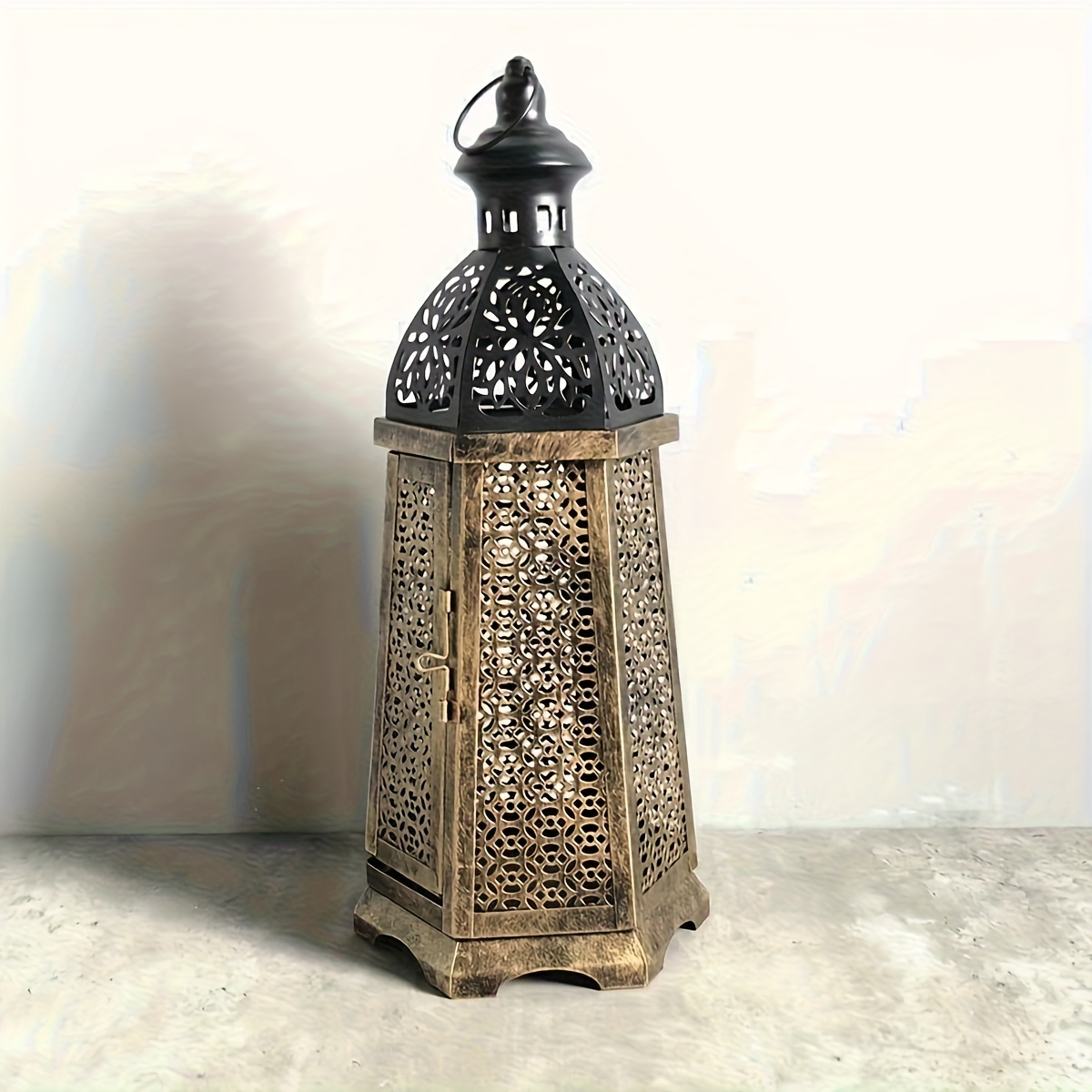 1pc Retro Moroccan Iron Lantern Candlestick - Everyday Decoration, Festive Tabletop Atmosphere Decoration, (excluding Candles)