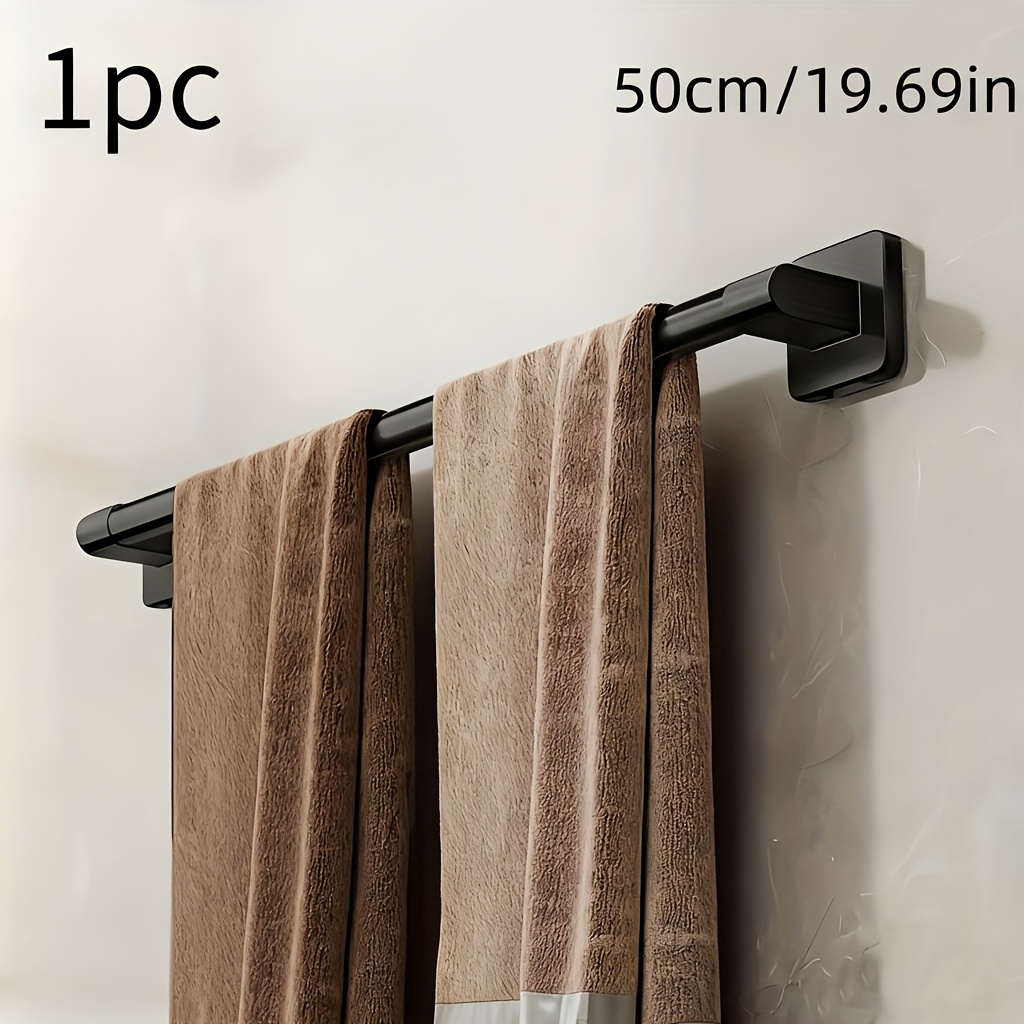 TEMU Wall-mounted Towel Rack, Punching-free Bathroom Towel Rack Single-pole Design, Strong Load-bearing, Space-saving Home Kitchen Storage Artifact,