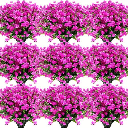 40 bundles outdoor artificial flowers plants uv resistant for outside flowers plastic plants outdoor summer fall decoration shrubs garden decor