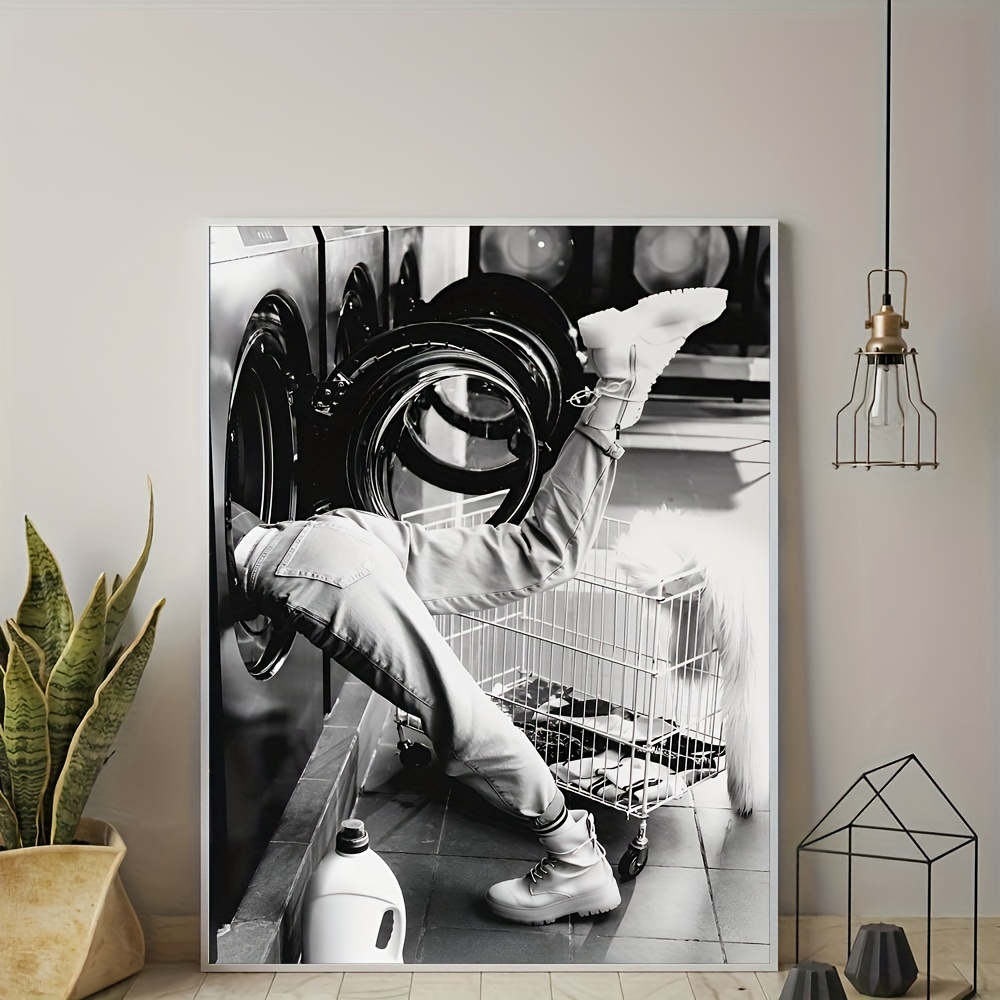 Peinture Toile Art Mural Journ e Lessive Noir Blanc Art Temu France