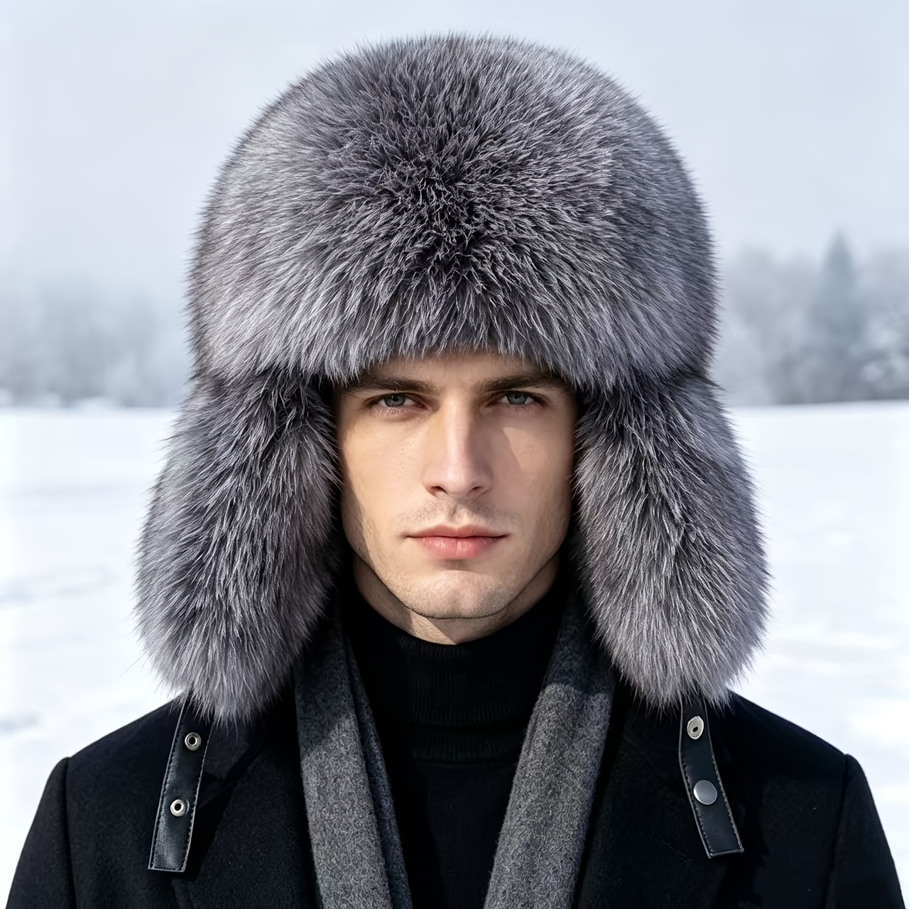 TEMU Christmas Men's Winter Plush Balaclava Hat - Thickened Windproof Ear Protection Suitable For Skiing, Snow Hiking & Outdoor, Full-cover Ear