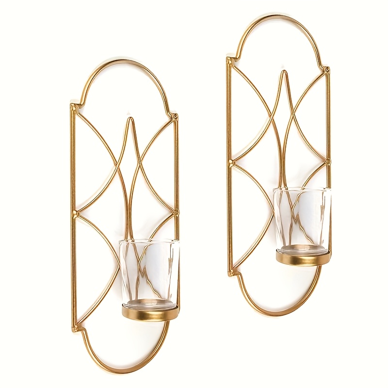 Image of 2pcs Iron Window Shaped Candle Holder With Glass, Wall Sconce Candle Holder, Wall Decoration Candle Holder, Windproof Candle Holder For Small Tea Lights And Pillar Candles, Suitable For Any Scene